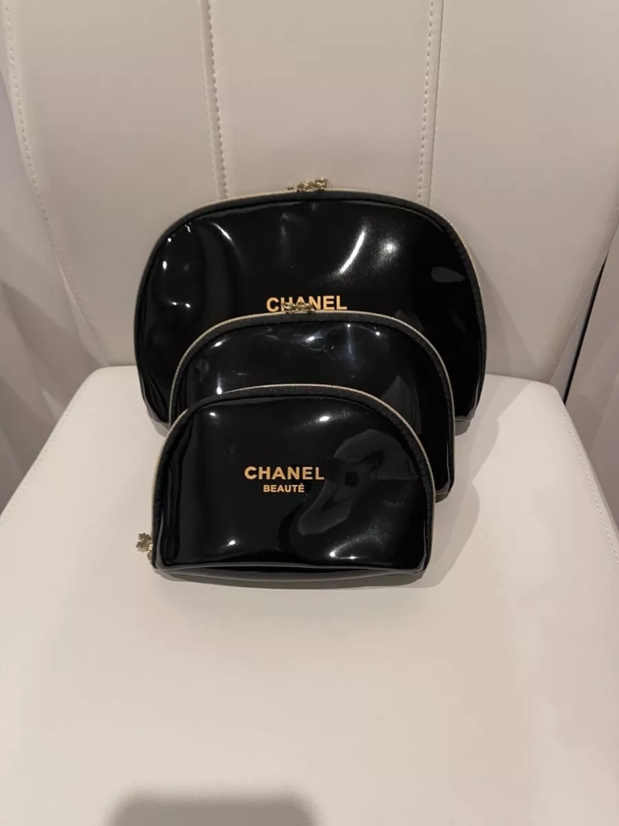 New Luxury CHANEL Beauté Cosmetic Makeup Bag Set 3 PouchesSnowflakes Duo  Zipper