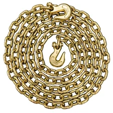 Binder Chain 1/2'' X 20' Grade 70 Transport Tow Chain Grab Hooks 11,300 LBS