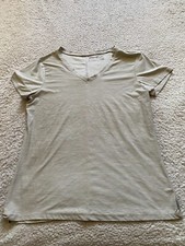 Eddie Bauer Women Short Sleeve V-Neck T-Shirt Light Brown Size L