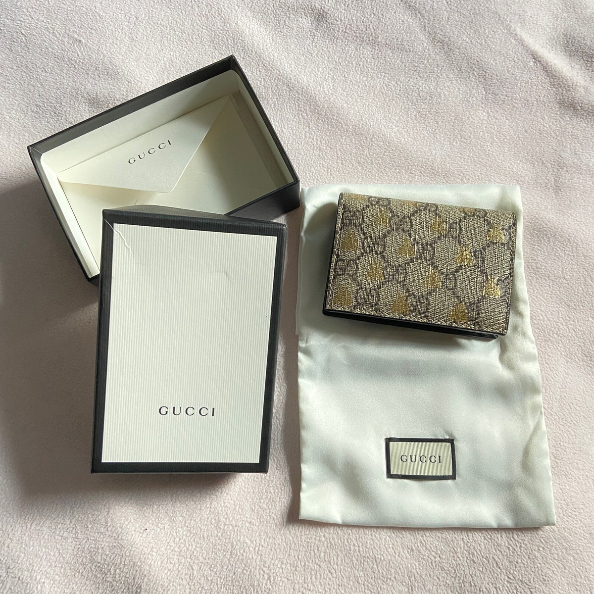 Gucci Monogram Golden Bees Wallet with Box and Dustbag | eBay