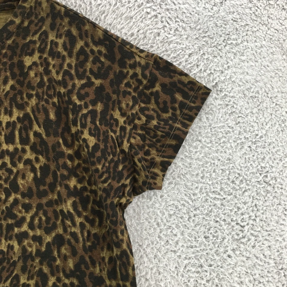 Camiseta Banana Republic Leopardo Mujer Pequeña S Negra Verde Algodón Top Básico Foto 3 de 4