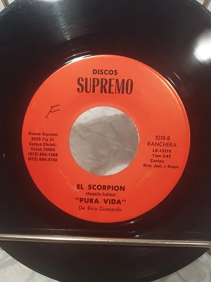 Tejano Tex/Mex 45 Rico Guajardo Y Pura Vida Amor A Lo Ligero Discos Supremo HTF Foto 4 de 4