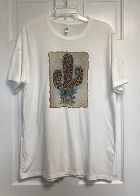 Women's Size Large Cactus Graphic T Shirt Next Level Apparel WHITE NICE! |  eBay