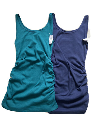 Old Navy First Layer Rib Knit Side Shirred Maternity Tank Top lot of two.  XS