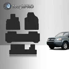 ToughPRO Floor Mats + 3rd Row Black For Honda Pilot All Weather 2005-2008