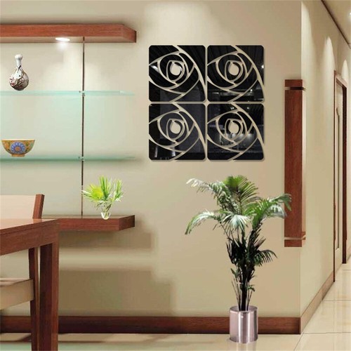 Spiegel Blume Wandaufkleber Acryl Wandbild Aufkleber Wand Zuhause 3D Rose Dekor abnehmbar - Bild 5 von 9