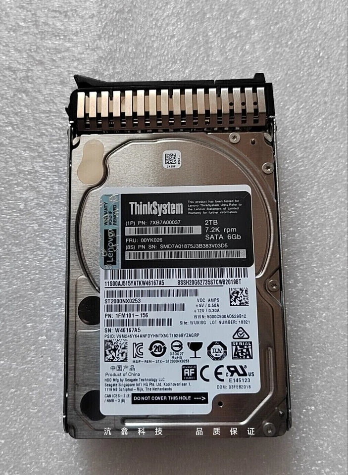 Lenovo 7XB7A00037 00YK026 2.5'' 6Gb 2TB SATA Internal 7200RPM Hard Drive NEW HDD - Image 2 of 4