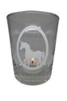 "Deko Teelicht Glas Windlicht Print \"Einhorn Im Ei\" Weiß Handmade Teelichthalter"