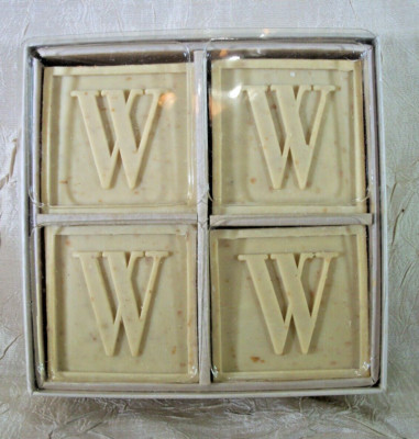 Mud Pie Monogramed ''W'' Triple Milled Cosmopolitan Home 4 Bars Soap Spring Rain