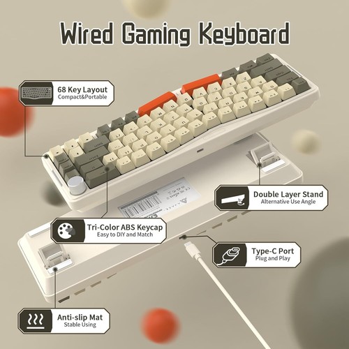 ATTACK SHARK AKS068 60% Alice Layout Wired Knob RGB Mechanische Gaming Tastatur - Afbeelding 12 van 33
