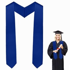 Blue Graduation Stole 70" Plain Graduation Sash Unisex Adults Graduation Stol...