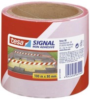tesa Signal Absperrband, Nicht Klebend, Rot / Weiß