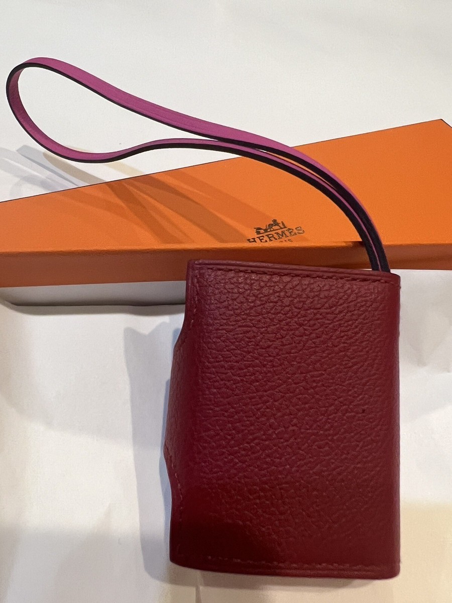 NIB Authentic Hermes Ulysse Nano Leather Bag Charm Ruby And
