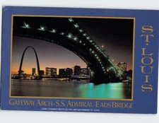 Postcard Gateway Arch & Ss Admiral-Eads Bridge St. Louis Missouri USA