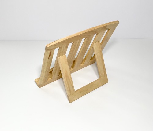 NATURAL WOOD OPEN SLAT SELF STANDING RECIPE BOOK RACK KITCHEN COOKBOOK EASEL - Picture 4 of 9