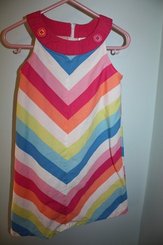 GYMBOREE Sz 4 RAINBOW CABANA Chevron Striped Dress & Bead Streamer Hair Tie Set - Picture 2 of 5