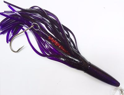 12'' RIGGED GREEN MACHINE STYLE LURE TROLLING TUNA MARLIN - BLACK/PURPLE SOLID