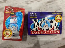 101 Dalmatians Christmas Snowglobes Logo Family McDonalds Vintage 1996 Lot Of 2