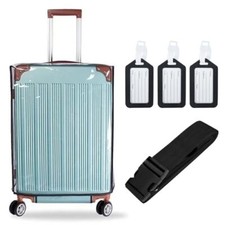 Clear Luggage Cover Protector Bag with Luggage Tag PVC Suitcase 20-Inch Black