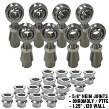 4 Link Rod End Fabrication Kit 5/8" Chromoly Heim Joints HMS Spacers 1.25" .120