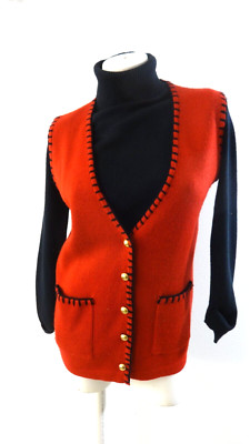 SEGUE WOMEN'S RED SWEATER VEST WITH BLACK TURTLENECK SWEATER 2 PC SIZE S (6-8)