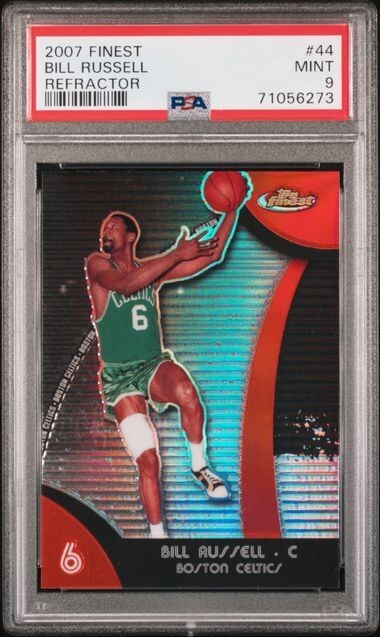 2007 Topps Finest BILL RUSSELL Celtics Legend RED REFRACTOR Card 44 Mint PSA 9