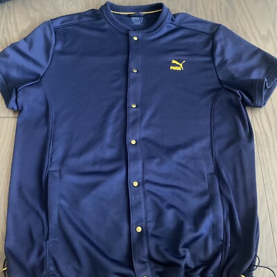 Puma Legacy Clyde Blue Gold Short Sleeve Snap Down Shirt 3XL XXXL #63 Basketball