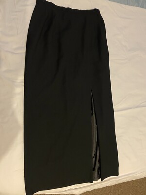 Patra Petite Womens Black Maxi Skirt Size 12 Back Zipper Front Slit Lined  Dressy