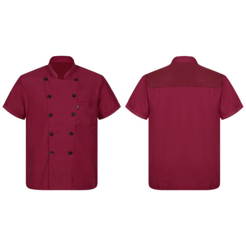 Adult T-Shirts Unisex Chef Coat With Pockets Jacket Restaurant Blouse Canteen - Picture 16 of 47