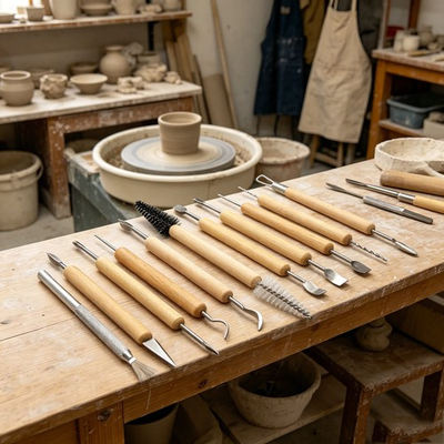 #ad 11Pcs Pottery Clay Sculpting Tool Set Wooden Handle Ceramic Carving Shaping Tool $9.49