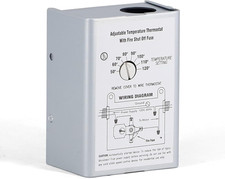 Attic Fan Thermostat Control with Built-In Fire Safety Shut Off, Adjustable Temp