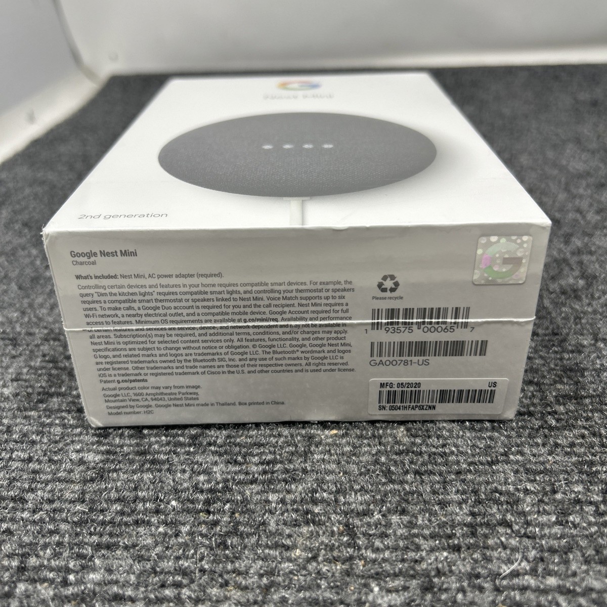 Google Nest Mini (2nd Generation) Smart Speaker - Charcoal for