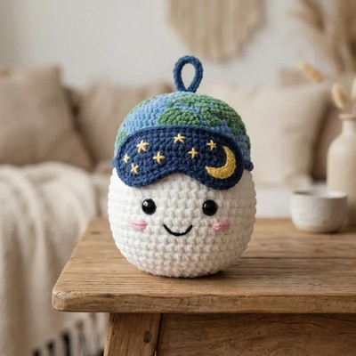 Crochet Rise Amigurumi Artemis Inspired Zero Gravity Indicator Earth Plush Moon