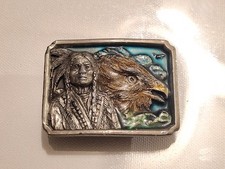 Vintage 1984 Bergamot Brass Works G-143 American Indian Eagle Belt Buckle USA