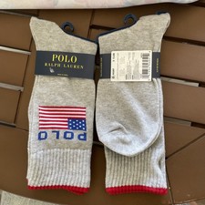 2 PAIR NWT POLO RALPH LAUREN Polo flag Cotton Blend Crew Socks