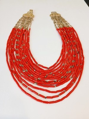 ''Campari'' Multi-Strand Statement Bib Necklace (Retired) 104.3 grams~20''- 21''