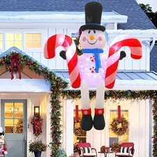 8FT Christmas Inflatables Snowman Sitting 2025 NEW LED Outdoor Decoration