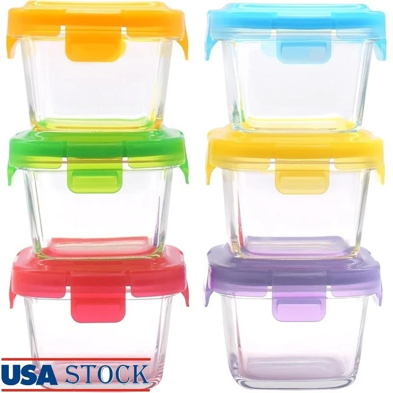Airtight Glass Food Storage Containers Leakproof Freezer Safe Reusable 5oz Jars