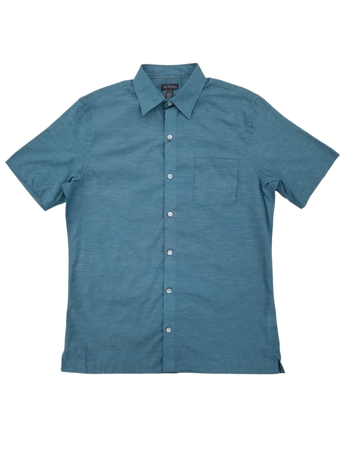 Mens Turquoise Storm Classic Fit Air Short Sleeve Button-Down Shirt S 14-14.5