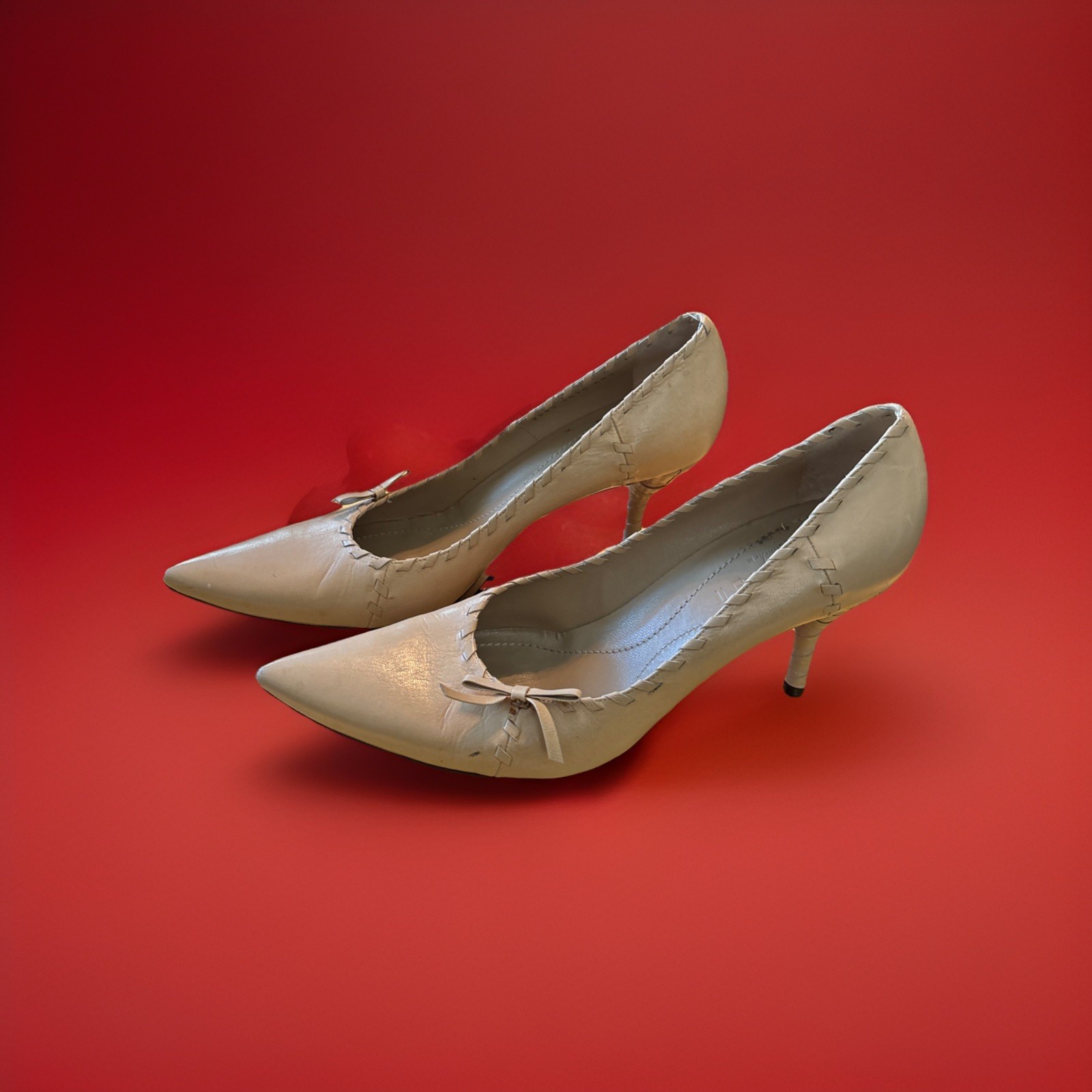 YVES SAINT LAURENT Italia decolte marroni tacco intreccio fiocchi accenti taglia 40 5