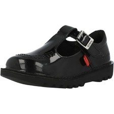 Image of Kickers Kick T-Bar Black Patent Leather Shoes for Kids, Iconic and Durable