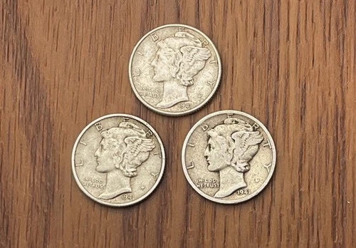 1941-P-D-S Mercury Dimes #2992 (LOT of Three) Fine-Extremely Fine *It's a Start*