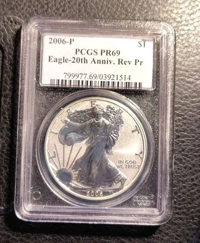 2006-P American Silver Eagle PCGS PR69 20th Anniversary Reverse Proof