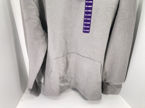 Express Waffle Hoodie Shirt Men Sz 2XL XXL Gray Long Sleeve Pullover Fleece NWT - Picture 3 of 13