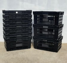 6 x Extra Deep Bail Arm Crates 53ltr • Plastic Stacking Boxes 600 x 400 x 300mm