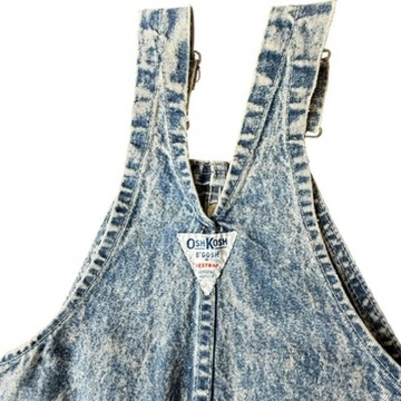 Mono OshKosh B'GOSH Vintage Años 80 90 Vestbak 2T Denim Lavado Ácido Logo Hecho en EE. UU. Foto 4 de 4
