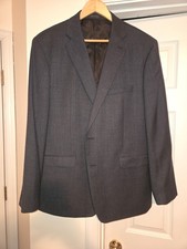 Calvin Klein 48R Blazer Charcoal Blue Birdseye Wool Blend Sport Coat NWOT