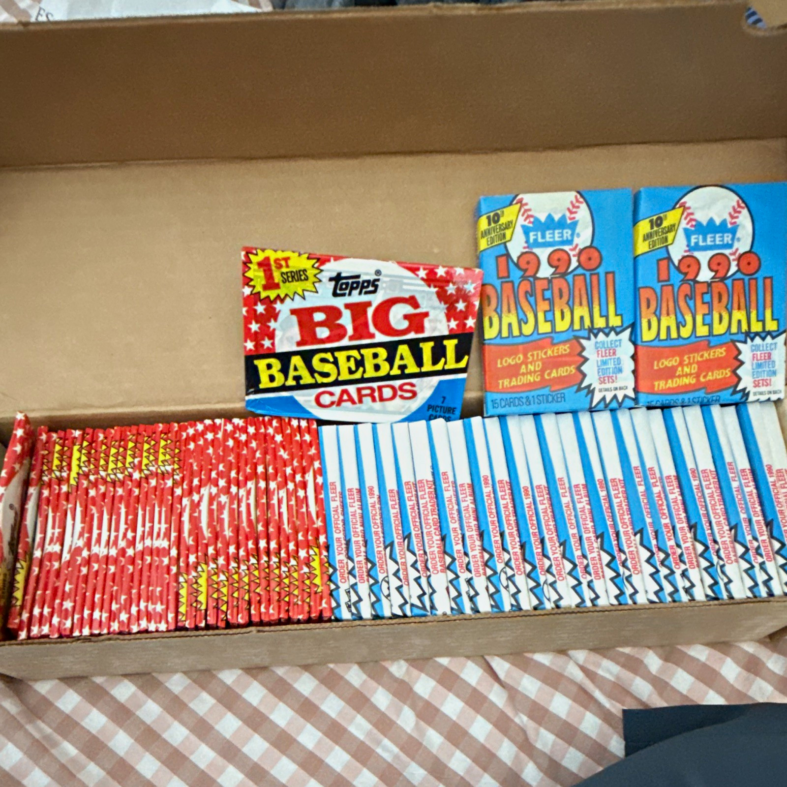 34 Topps 1988 Topps Big 1st Series & 27 Fleer 1990 box of Sealed MLB Cards