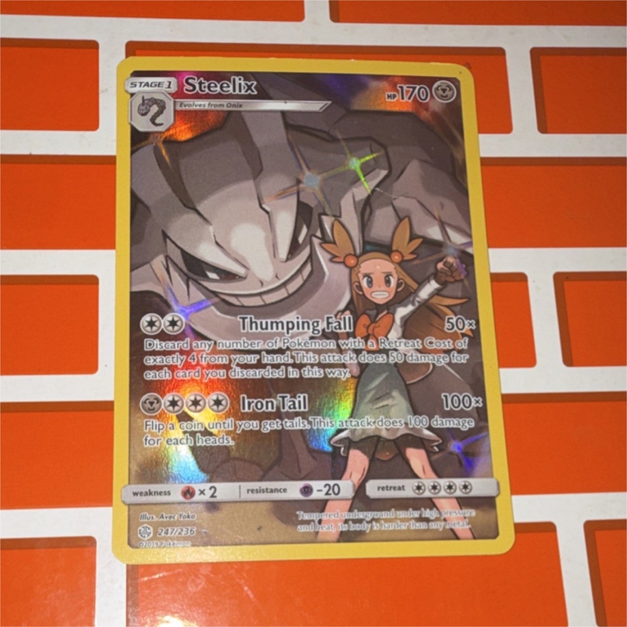 Pokémon Steelix Secret Rare FULL ART Holo SM-Cosmic Eclipse 247/236 NEAR MINT