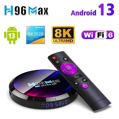 H96 Max 8K RK3528 4GB+64GB UK-Stecker Ultra HD Smart TV Box Android 13.0 Media Play